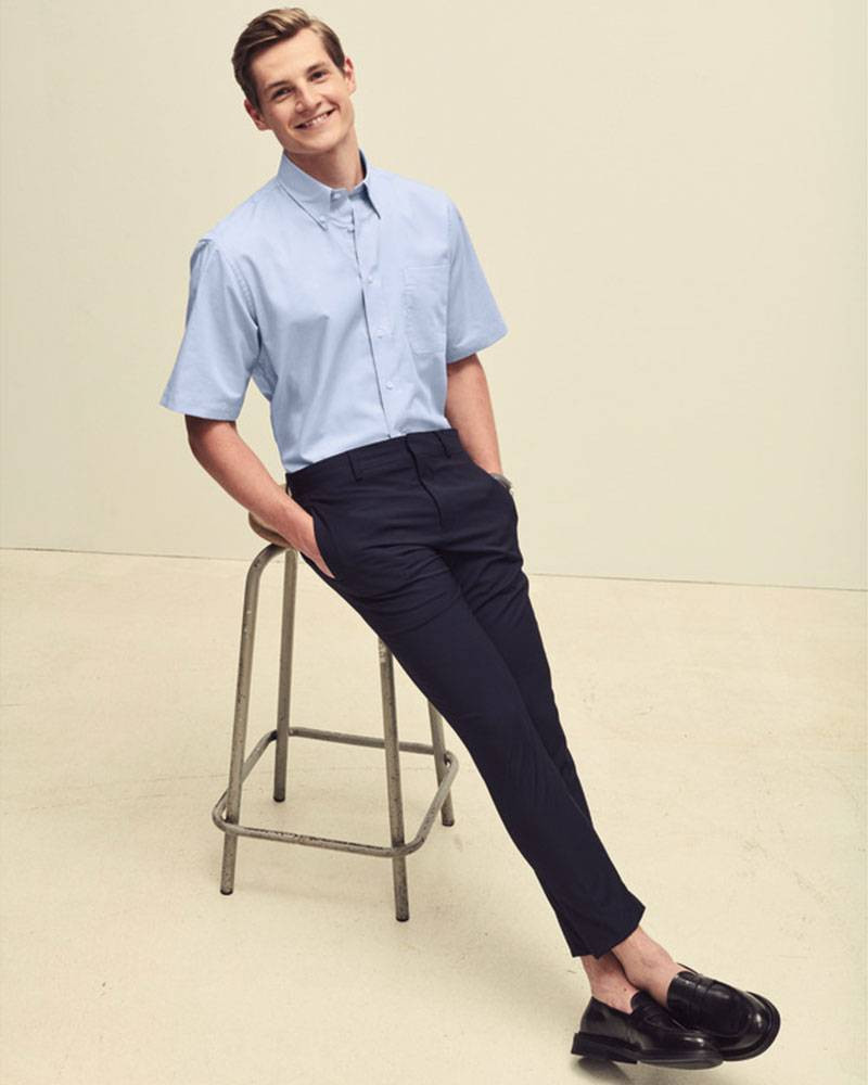Fruit of the Loom Camicia Oxford a maniche corte da uomo, Oxford Blu, S