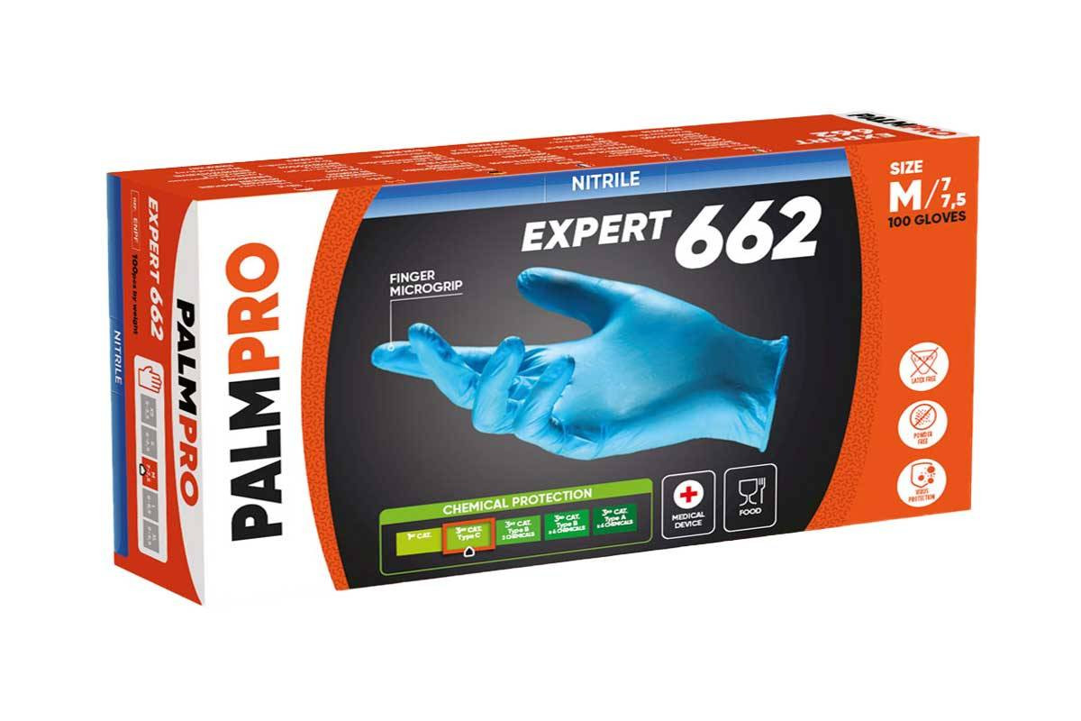 GUANTO NITRILE PALMPRO EXPERT 662 - BOX 100 PEZZI - Monouso - Guanti