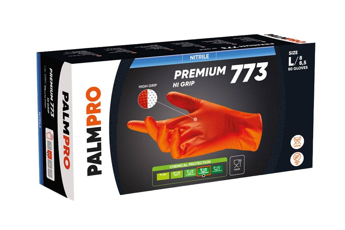 GUANTO NITRILE PALMPRO PREMIUM 773 HI-GRIP - BOX 50 PEZZI