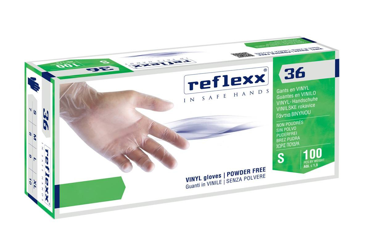 GUANTO VINILE REFLEXX R36 POWDER FREE - BOX 100 PEZZI - Monouso - Guanti