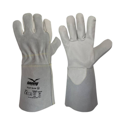 GUANTO SALDATATORE CROSTA BOVINA CON MANICHETTA 14 CM